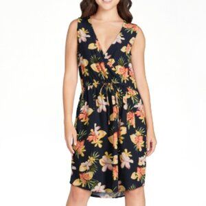NWT Time and Tru Women's Sleeveless Summer V-neck Floral Print Dress, size L